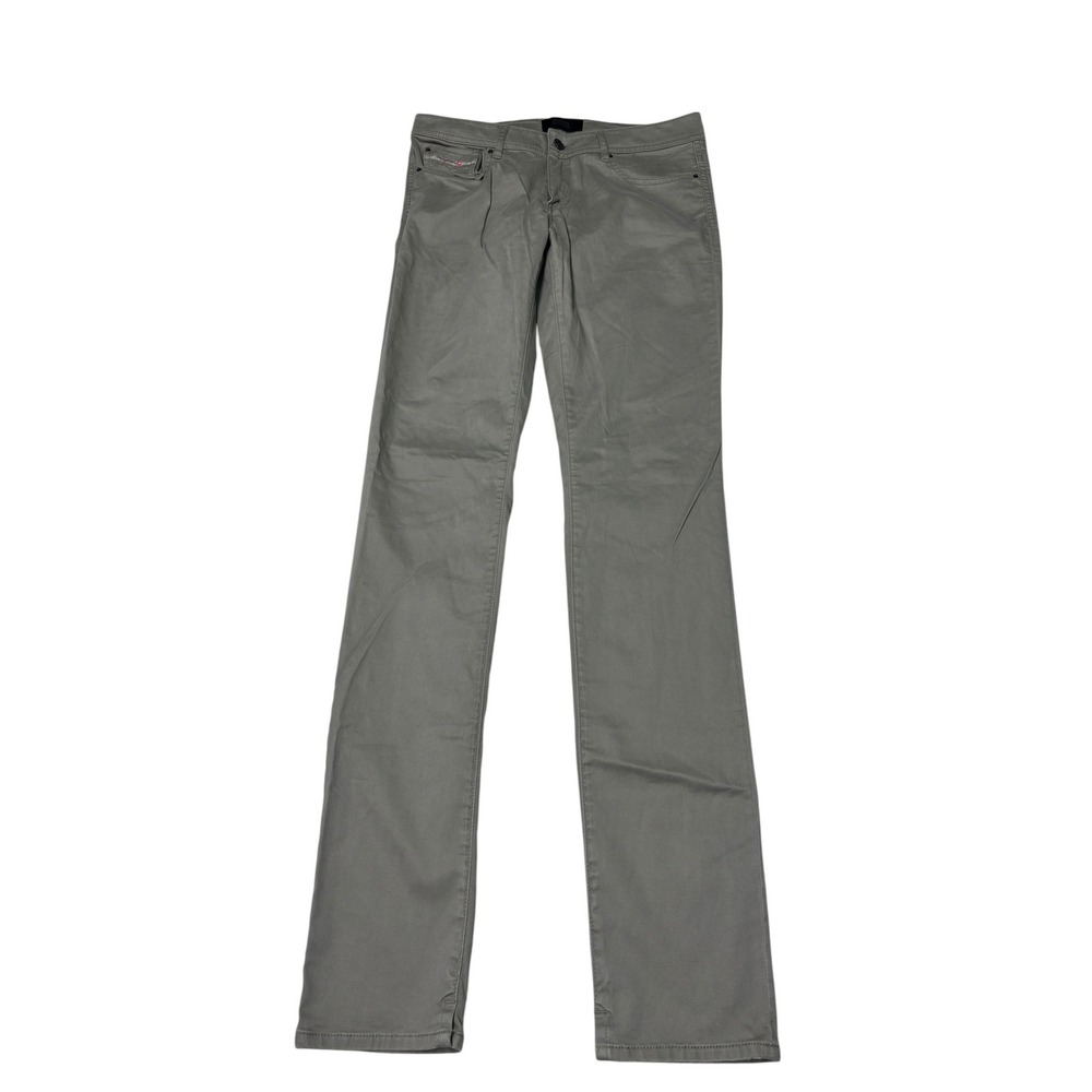 Diesel Women Straight Leg Pants Olive Gray Low Rise Stretch W28 L34